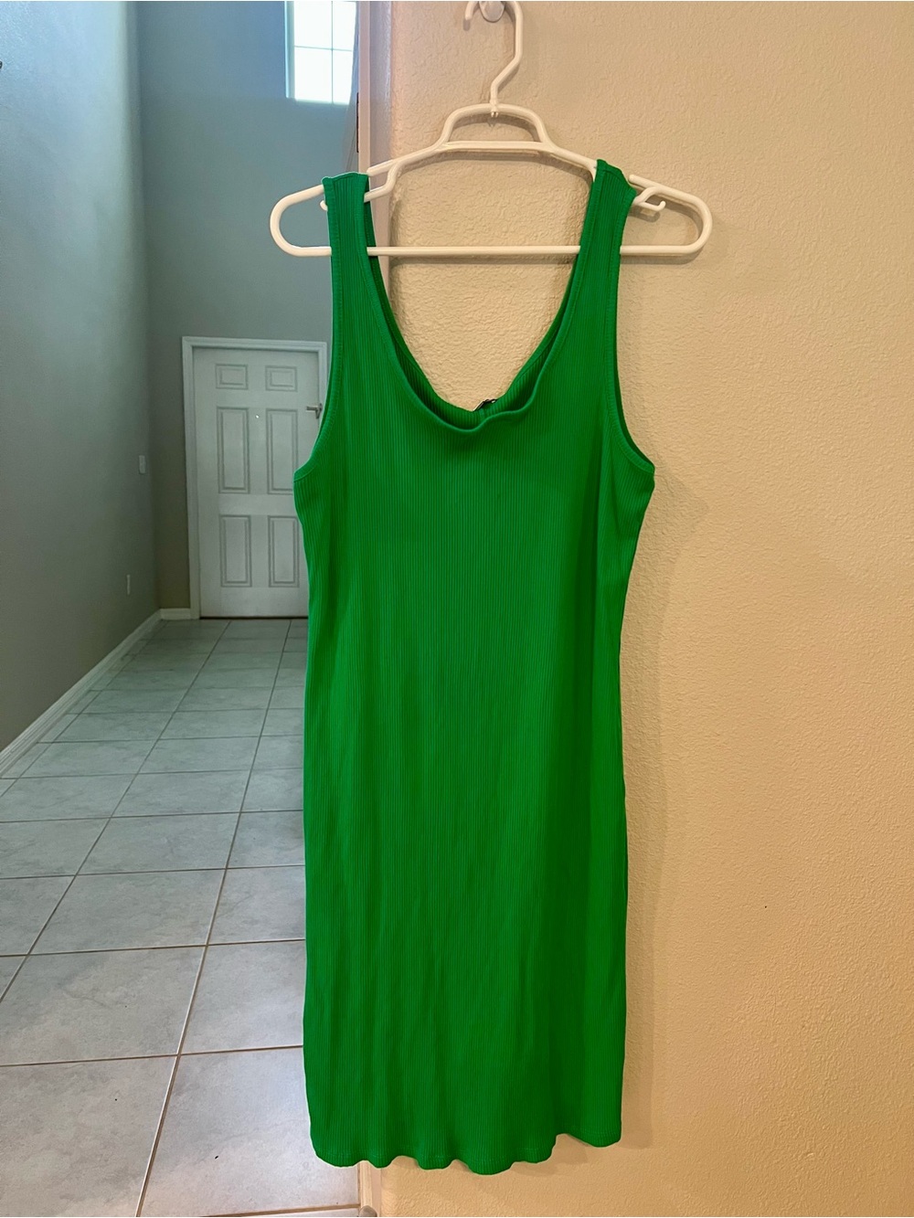 Fashion Nova Green Ribbed Tank Midi Dress